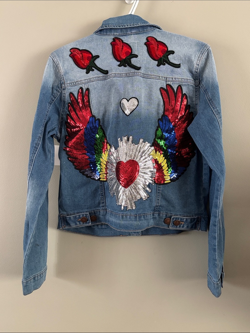 Get Lucky Sequined Hearts Wings Roses Patches Y2K NWT Medium
